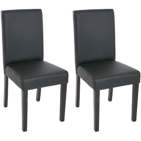 [JAMAIS UTILISÉ] Lot de 2 chaises de séjour Littau, simili-cuir, noir mat, pieds foncés (1/5)