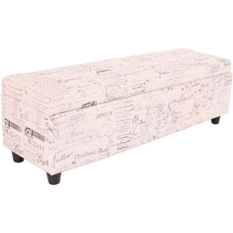 [JAMAIS UTILISÉ] Banc/banquette/coffre de rangement Kriens, 112x45x45cm, tissu, crème / jacquard noir (1/5)