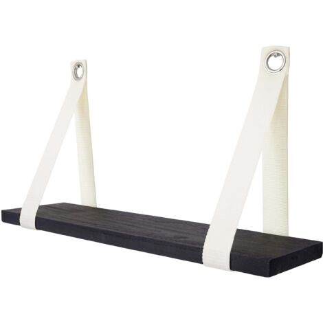 [JAMAIS UTILISÉ] Étagère murale Var, étagère de suspension, style shabby, vintage, 27x50cm, gris foncé (1/4)