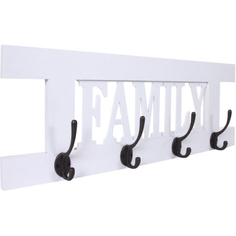 [JAMAIS UTILISÉ] Portemanteau HHG-987, Family, 60x21cm, blanc shabby (1/5)