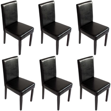 [JAMAIS UTILISÉ] Lot de 6 chaises de séjour Littau, simili-cuir, noir, pieds foncés (1/5)