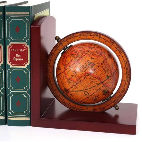 Serre-livres Mappemonde Globe Terrestre En Bois - Déco Bureau - Occasion