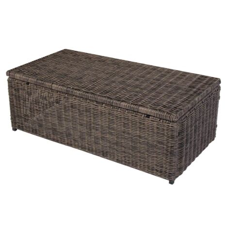 [JAMAIS UTILISÉ] Table basse RomV, polyrotin, aluminium 37x111x58cm, gris nature, plateau PE (1/3)