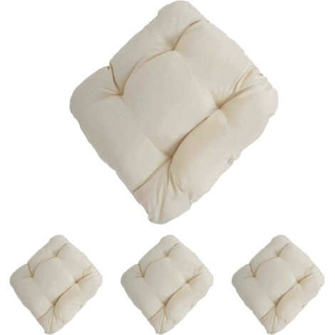 [JAMAIS UTILISÉ] 4x coussin Dublin, coussins de chaise, 43x41x3cm, crème (1/4)