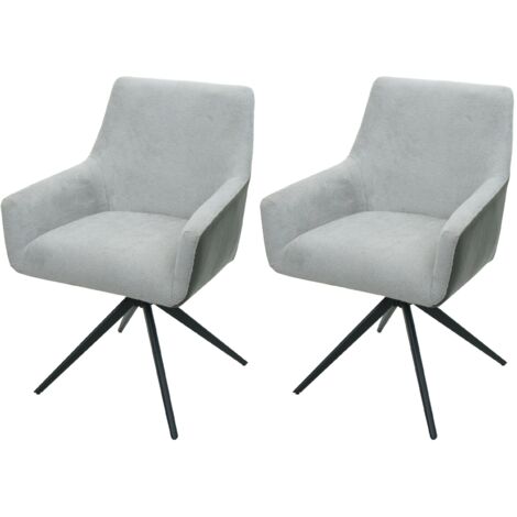 [JAMAIS UTILISÉ] Lot de 2 chaises de salle à manger HHG-081, chaise de cuisine accoudoir pivotant Auto-Position Tissu MVG, gris clair similicuir gris foncé (1/5)