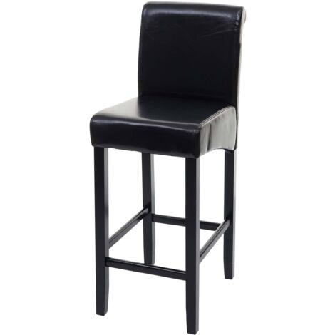 [JAMAIS UTILISÉ] Tabouret de bar HHG-525, tabouret de comptoir, bois, brun, pieds foncés, cuir (1/5)