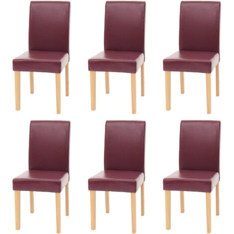 [JAMAIS UTILISÉ] Lot de 6 chaises de séjour Littau, simili-cuir, rouge, pieds clairs (1/5)