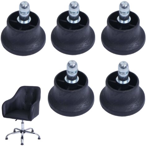 5 Patins / Cloches Pour Chaise De Bureau - Kwmobile - 11/26 Mm - Sol Dur