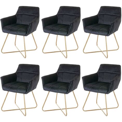 Lot De 6 Chaises De Salle à Manger Velours Gris Foncé – Style Rétro-moderne