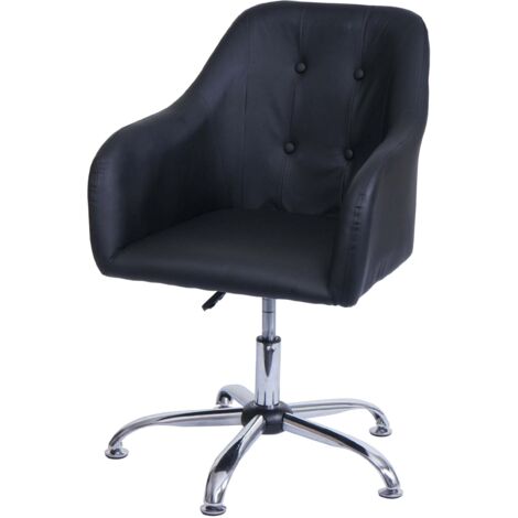 Chaise de salle à manger HHG-566, chaise de cuisine avec accoudoirs, pivotante réglable en hauteur métal, similicuir noir (1/5)