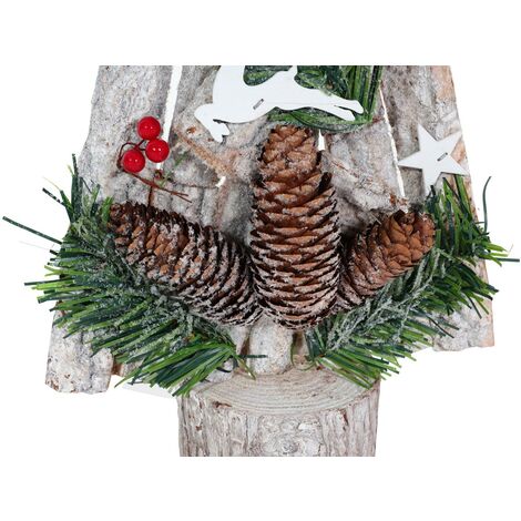 Sapin de Noël décoratif HHG-809, Sapin de Noël avec étoile Décoration de Noël, bois 57x23x10cm