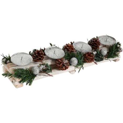 Couronne De L'Avent Longue NUPTIO - Porte-bougies En Métal Noir 42 Cm, 4 Bougies, Réutilisable, Avec Poignée