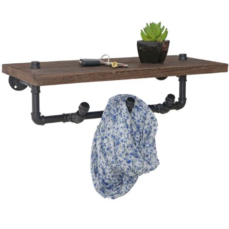 [JAMAIS UTILISÉ] Garde-robe murale HHG-761, étagère murale, design industriel marron (1/4)