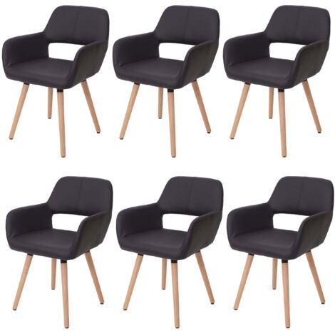[JAMAIS UTILISÉ] 6x chaise de salle à manger HHG-429 II, fauteuil, design rétro des années 50, similicuir, marron (1/5)