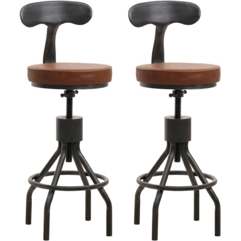 [JAMAIS UTILISÉ] Lot de 2 tabourets de bar HHG-968, chaise de bar, réglable en hauteur, pivotante, repose-pieds, acier industriel, similicuir, marron (1/5)