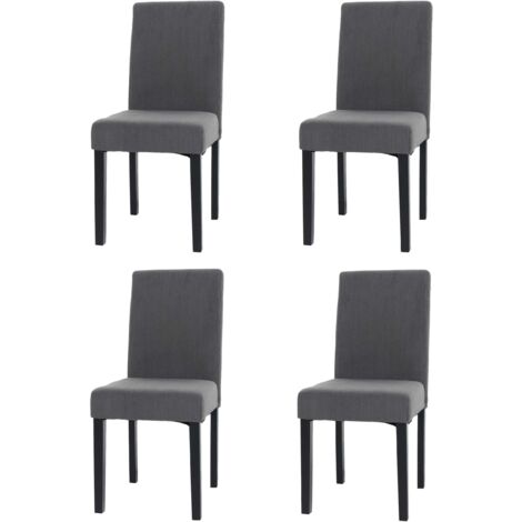 [JAMAIS UTILISÉ] Lot de 4 chaises de salle à manger Littau, chaise de cuisine à dossier haut, tissu/textile Velours Bois, gris foncé, pieds foncés (1/5)