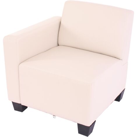 [JAMAIS UTILISÉ] Canapé-élément Lyon, modulaire, simili-cuir, élément latéral gauche, crème (1/4)