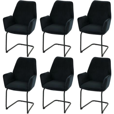 Lot de 6 chaises cantilever HHG-410, chaise de salle à manger, chaise de cuisine, tissu/textile Öko-Tex MVG, anthracite-bleu (1/5)