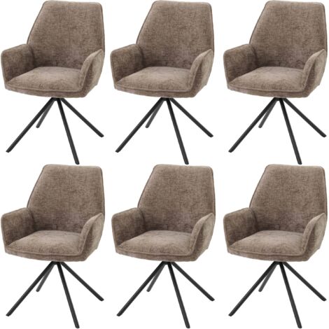 [JAMAIS UTILISÉ] Lot de 6 chaises de salle à manger HHG-494, chaise de cuisine avec accoudoirs, pivotante Auto-Position, chenille Oeko-Tex MVG, marron (1/5)