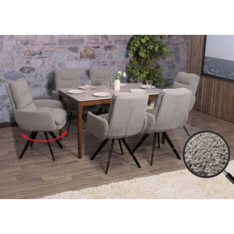 Lot De 6 Chaises De Salle à Manger Pivotantes - Tissu Bouclé Beige - Neuf à Assembler