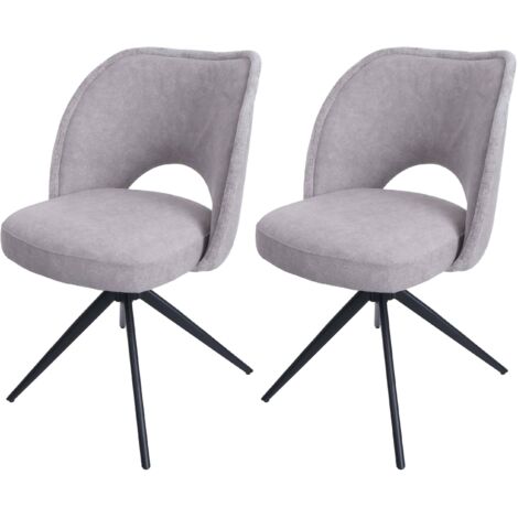 [JAMAIS UTILISÉ] Lot de 2 chaises de salle à manger HHG-597, chaise de cuisine rembourrée, pivotante Auto-Return, tissu/textile (420g/m²) Oeko-Tex, gris clair (1/5)