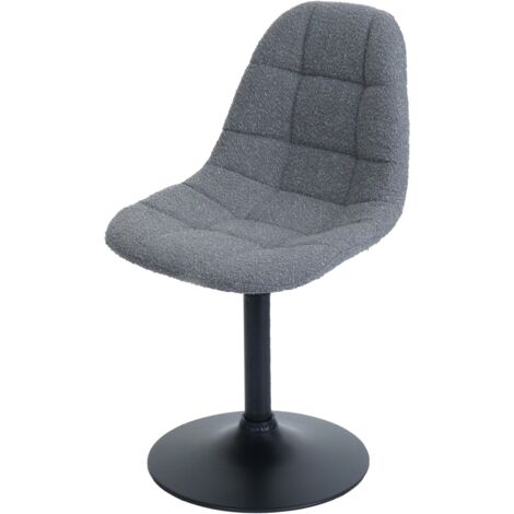 [JAMAIS UTILISÉ] Chaise de salle à manger HHG-898, chaise de cuisine chaise pivotante, acier MVG tissu/textile bouclé (450g/m²), gris foncé (1/5)