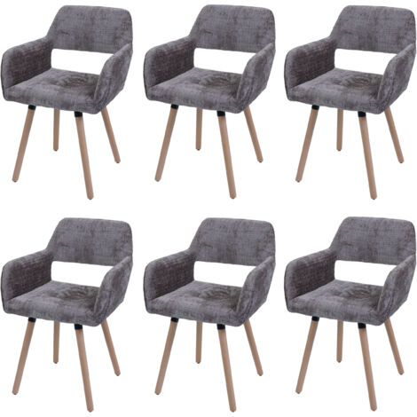 [JAMAIS UTILISÉ] Lot de 6 chaises de salle à manger HHG-867 II, chaise de cuisine rembourrée, bois tissu/textile chenille (465g/m²) MVG, marron (1/5)