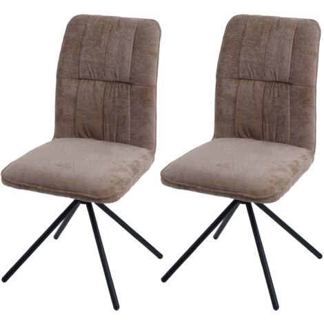[JAMAIS UTILISÉ] Lot de 2 chaises de salle à manger HHG-432, chaise de cuisine, pivotante avec retour automatique, tissu/textile chenille (340 g/m²) Öko-Tex, marron clair (1/5)