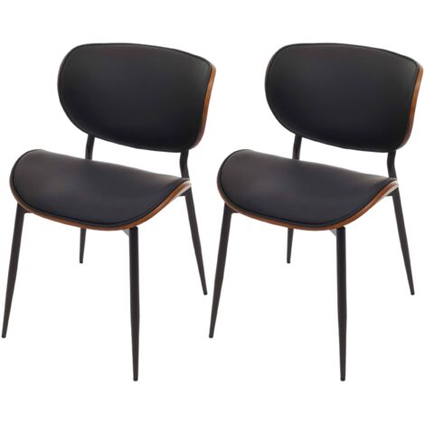 [JAMAIS UTILISÉ] Lot de 2 chaises de salle à manger HHG-233, chaise, bois courbé similicuir 280g/m² Öko-Tex MVG, aspect noyer, noir (1/5)