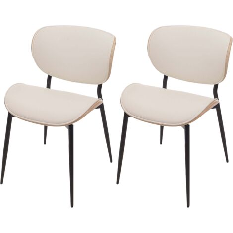 [JAMAIS UTILISÉ] Lot de 2 chaises de salle à manger HHG-233, chaise, bois courbé similicuir 280g/m² Öko-Tex MVG, naturel, blanc (1/5)