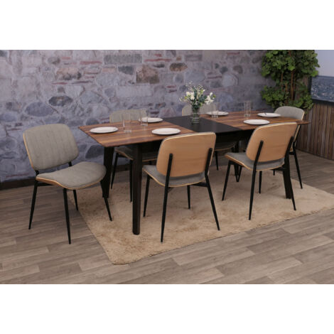 Lot De 6 Chaises Design En Simili-cuir Noir Et Bois Courbé - Pour Salle à Manger Moderne - Certifié Oeko-Tex