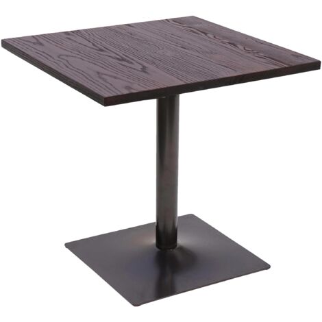 Table de bistrot HHG-062, table de bar, industrielle Gastro métal orme massif MVG 70x70cm, brun foncé (1/5)