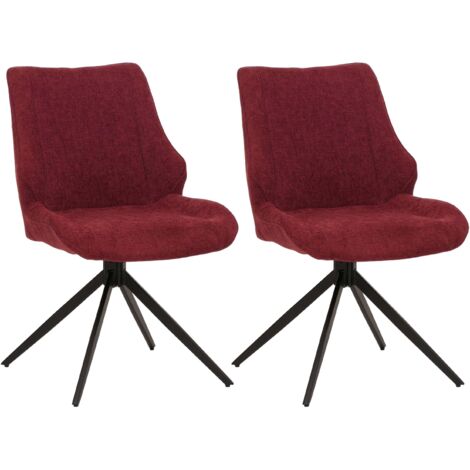 Lot de 2 chaises de salle à manger HHG-026, chaise de cuisine, pivotante Auto-Return, tissu/textile chenille (320g/m²) Oeko-Tex, bordeaux (1/5)