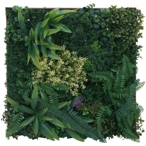 Tableau végétal HHG-588, décoration murale végétalisation artificielle Plantes vertes Plantes artificielles Tableau intérieur/extérieur 50 x 50 cm