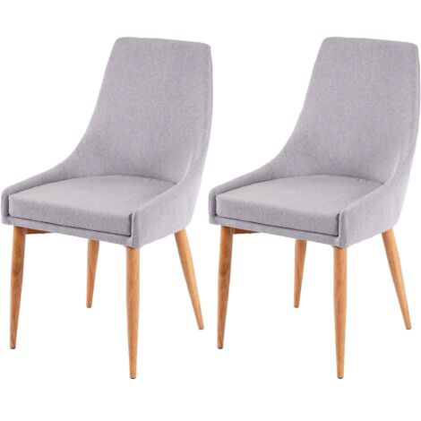 2x chaise de salle à manger HHG-195 II, fauteuil, style rétro, tissu gris (1/5)