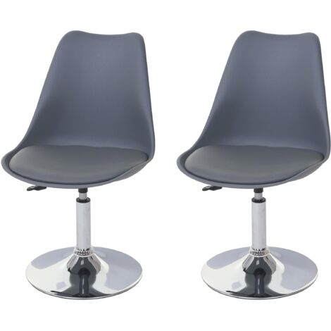 HHG – Lot de 2 chaises pivotantes Malmö T501 – Réglables en hauteur 80-96 cm – Similicuir gris foncé – Rotatives 360° pour confort prolongé (1/5)
