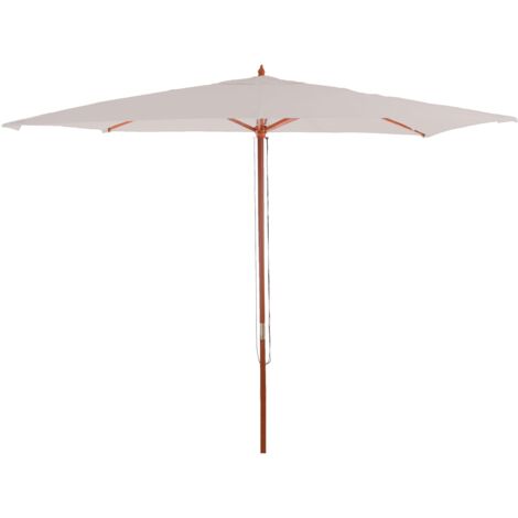 Parasol droit en bois dur 3m – Couleur crème – Système de débardage par câble – Ouverture facile – Hauteur 258 cm