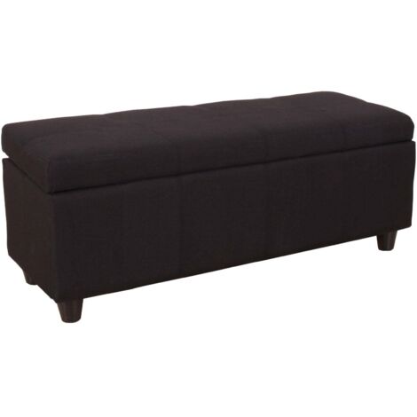 Banc/banquette/coffre de rangement Kriens, 112x45x45cm, tissu, noir