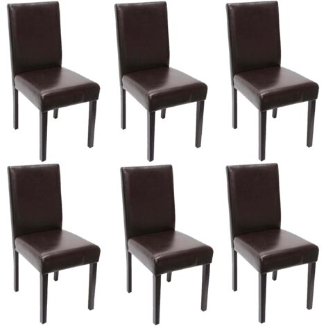 Lot de 6 chaises de séjour Littau, cuir reconstitué marron, pieds foncés (1/3)