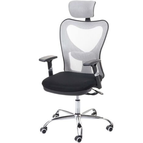 Chaise de bureau HHG-218 chaise pivotante, fonction sliding, charge max. 150kg, tissu, noir/gris (1/5)
