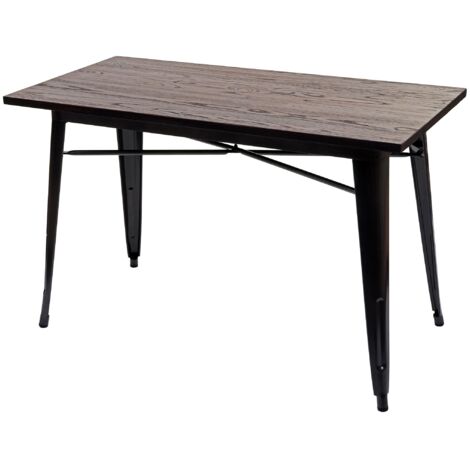 Table pour salle à manger HHG-484a, gastronomie, bois d'orme, standards MVG, noir-marron 120x60 cm (1/5)