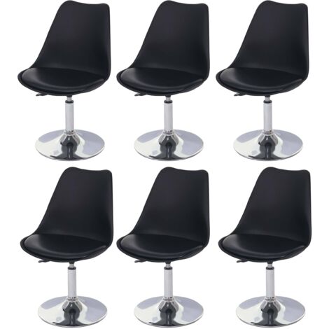 6x chaise pivotante Malmö T501, hauteur réglable, similicuir, noir (1/5)