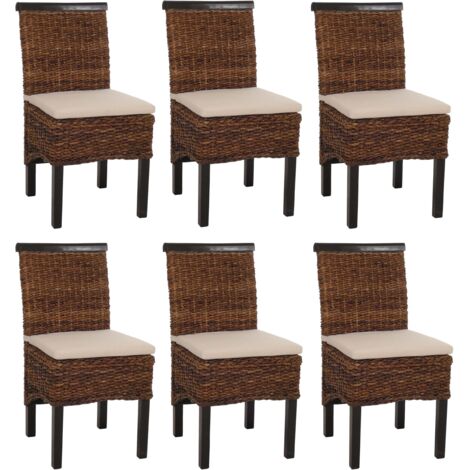 Lot de 6 chaises M45, banane tressée, 47x54x93cm, pieds foncés, avec coussin (1/5)