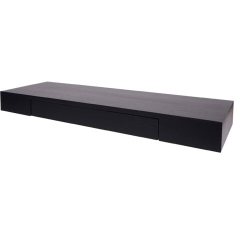 HHG – Étagère murale en bois de paulownia massif 80x25cm – Tiroir intégré – Charge maximale 10kg – Design chic et moderne