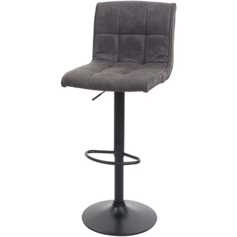 Tabouret de bar HHG-345, tabouret de bar, simili daim, vintage gris foncé (1/5)