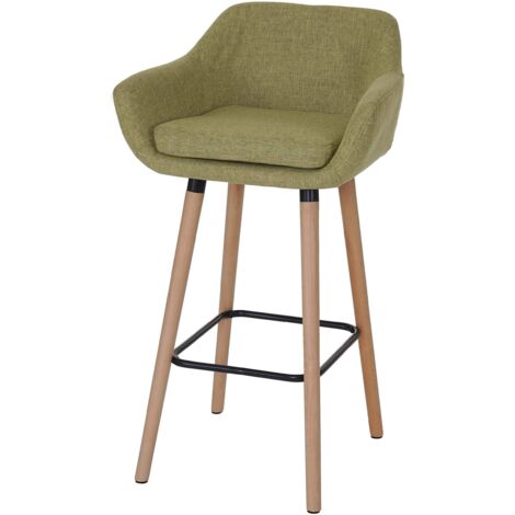 Tabouret de bar Malmö T381, chaise de bar tabouret de comptoir, Textile, vert clair (1/5)