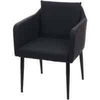 Chaise de salle à manger HHG-728, chaise de cuisine chaise longue, similicuir noir