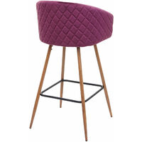 2x tabouret de bar HHG-201, chaise bar/comptoir, avec dossier, tissu ~ velours, couleur rouge-bordeaux