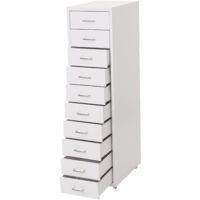 HHG – Caisson à roulettes en acier 110x28x41cm – 10 tiroirs avec porte-étiquettes – Charge max 5kg par tiroir – Idéal pour rangement bureau