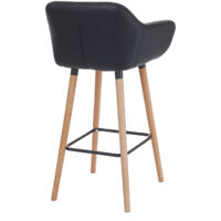 Tabouret de bar Malmö T381, chaise de bar tabouret de comptoir, simili cuir, noir